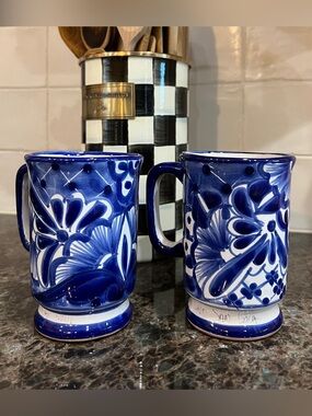 TALAVERA Hand-Painted Pottery Mugs - Set of Two